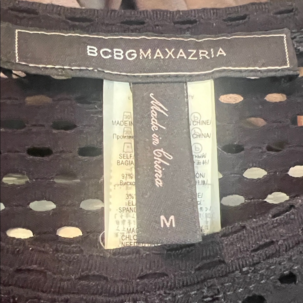 BCBGMaxAzria Black Perforated Long Sleeve Top - Picture 3 of 5